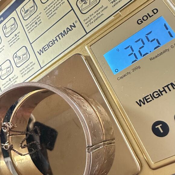 Antique Victorian English 1/5 9kt rolled gold filled hinged bangle bracelet - Picture 12 of 12